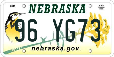 NE license plate 96YG73