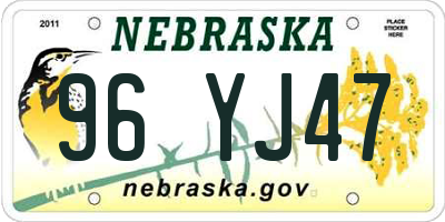 NE license plate 96YJ47