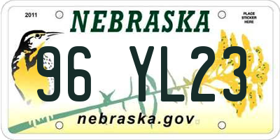NE license plate 96YL23