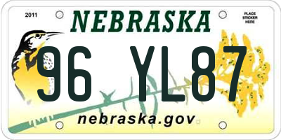 NE license plate 96YL87