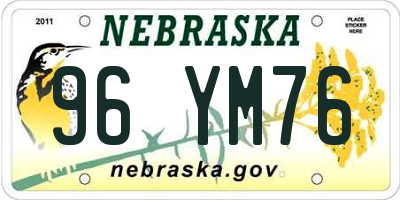 NE license plate 96YM76