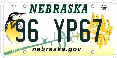 NE license plate 96YP67