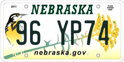 NE license plate 96YP74