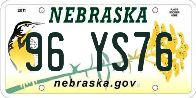 NE license plate 96YS76