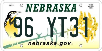 NE license plate 96YT31