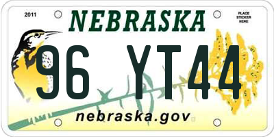 NE license plate 96YT44