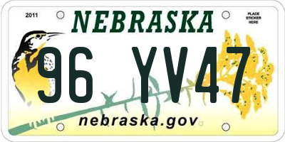 NE license plate 96YV47
