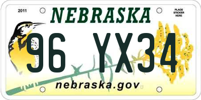 NE license plate 96YX34