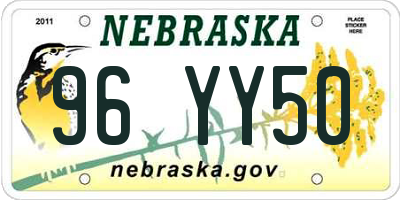 NE license plate 96YY50