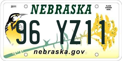 NE license plate 96YZ11