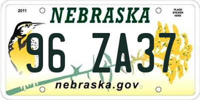 NE license plate 96ZA37