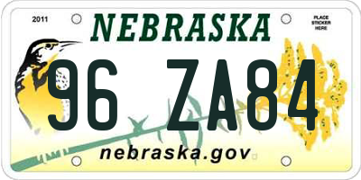 NE license plate 96ZA84