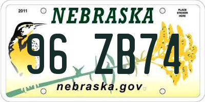 NE license plate 96ZB74