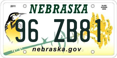 NE license plate 96ZB81
