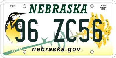 NE license plate 96ZC56