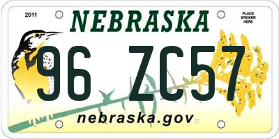 NE license plate 96ZC57