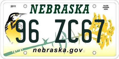NE license plate 96ZC67