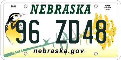 NE license plate 96ZD48