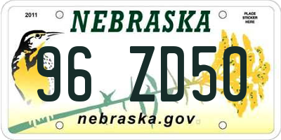NE license plate 96ZD50