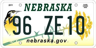 NE license plate 96ZE10