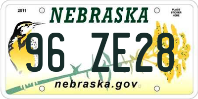 NE license plate 96ZE28