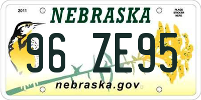 NE license plate 96ZE95