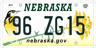 NE license plate 96ZG15