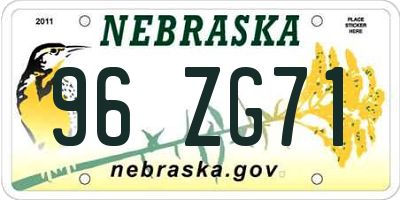 NE license plate 96ZG71