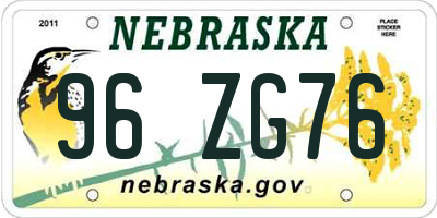NE license plate 96ZG76