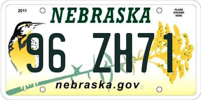 NE license plate 96ZH71