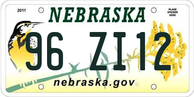 NE license plate 96ZI12