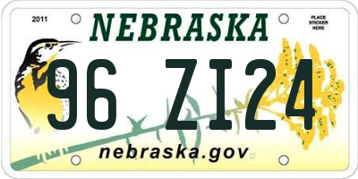 NE license plate 96ZI24