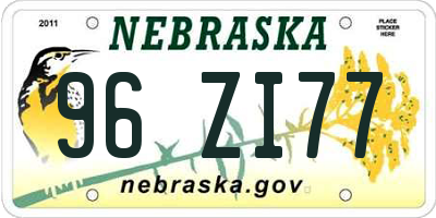 NE license plate 96ZI77