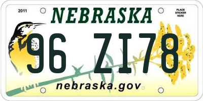 NE license plate 96ZI78