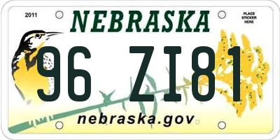 NE license plate 96ZI81