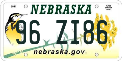 NE license plate 96ZI86