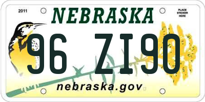 NE license plate 96ZI90