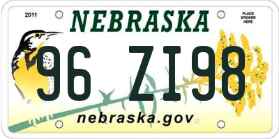 NE license plate 96ZI98