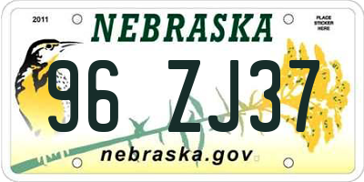 NE license plate 96ZJ37