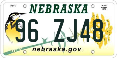 NE license plate 96ZJ48