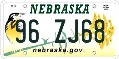 NE license plate 96ZJ68