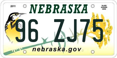 NE license plate 96ZJ75