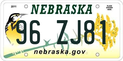 NE license plate 96ZJ81