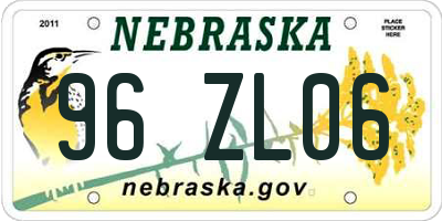 NE license plate 96ZL06