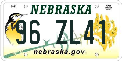 NE license plate 96ZL41