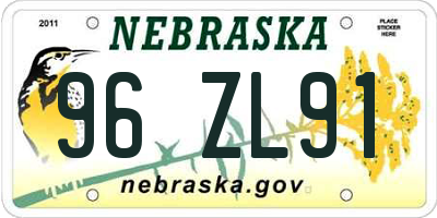 NE license plate 96ZL91