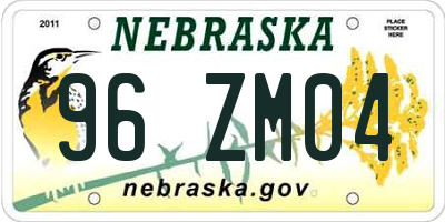 NE license plate 96ZM04
