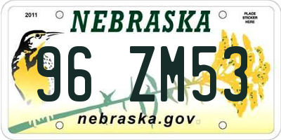 NE license plate 96ZM53