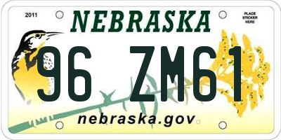 NE license plate 96ZM61