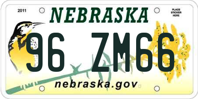NE license plate 96ZM66
